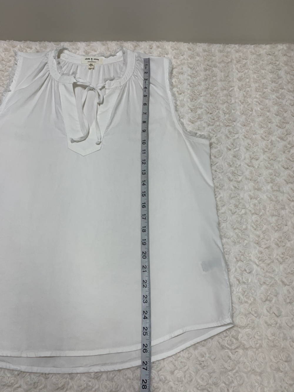 Cloth & Stone x Anthropologie Frayed Sleeve Blouse White Sz L - Picture 10 of 10